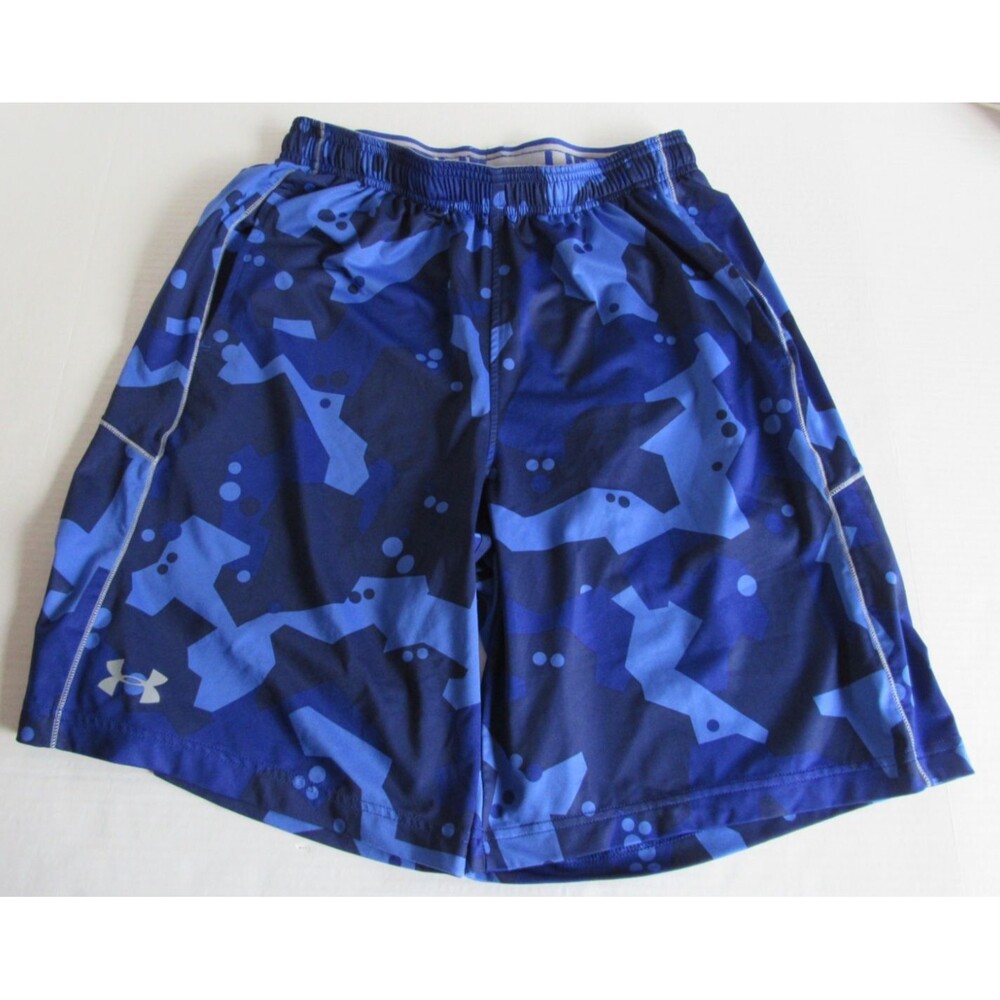 Under Armour Blue Graphic Heat Gear Loose Fit Drawstring Waist Shorts Size M